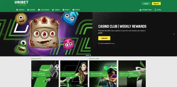 Visit site of Unibet and click Register to open the sign-up form