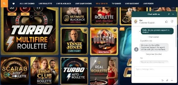 Customer Support at GrandWin casino site
