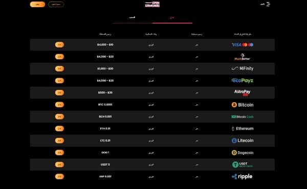 Banking at Spin Samurai casino