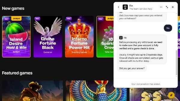 Customer Support at JustCasino