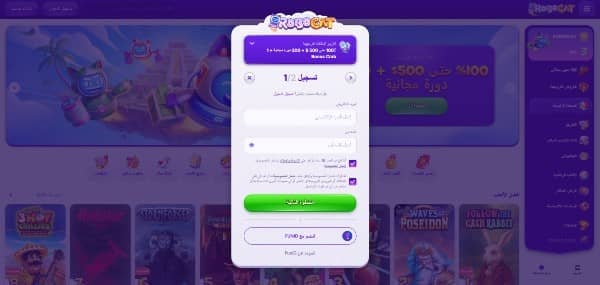 Enter your email, create a password and accept terms and conditions on RoboCat Casino