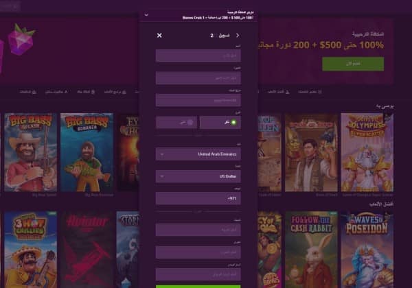 Fill out your personal details on Malina Casino