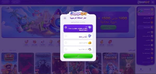 choose the casino bonus on RoboCat Casino