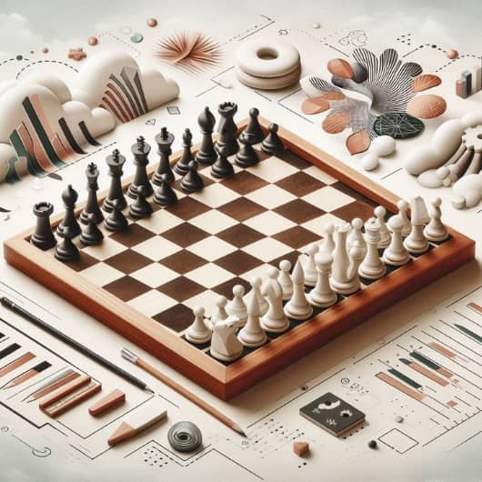 رقعة شطرنج محاطة بالرسوم البيانية