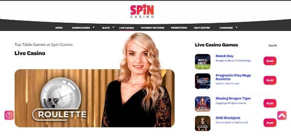 العب ألعاب الكازينو المباشر في المغرب في كازينو Spin.